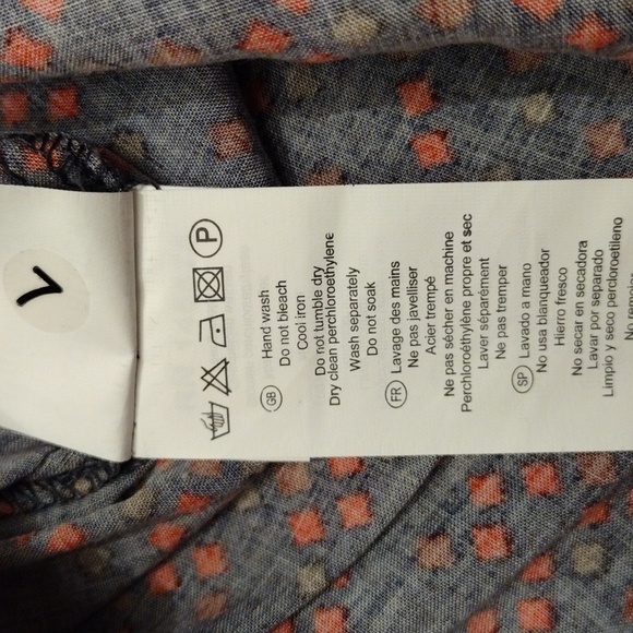 Color Block Long Sleeve Mini Dress, Size Small, Steel Blue/Red & Tan Design - Picture 9 of 10